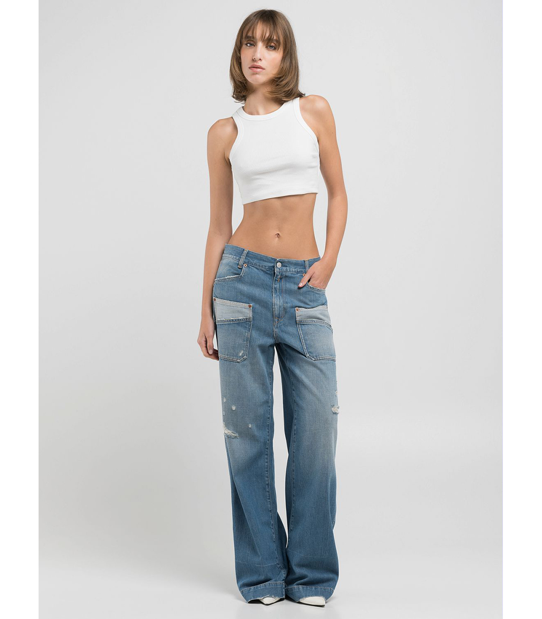 リラックスフィットフロントポケットリサイクルデニム 詳細画像 ブルー 4